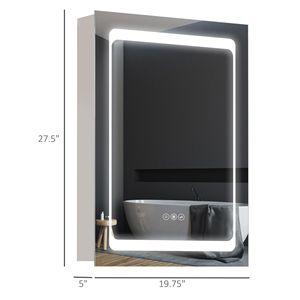 Armadietto a Specchio LED Dimmerabile da Parete, Scaffali di Stoccaggio per Bagno a 3 Livelli con Anta Singola - Product Image 3