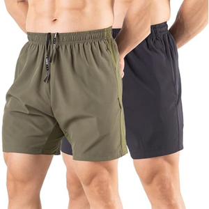 Shorts de sport respirants pour homme, lot de 2, avec cordon de serrage, séchage rapide, 92% polyester, 8% élasthanne, pour la course à pied et la salle de sport - Product Image 1
