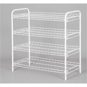 4 Tier Modern White Metal Freestanding Shoe Rack Decorative Iron Entryway Shoe Storage Organizer Shabby Chic Home Furniture - Product Image 1