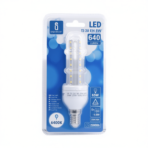 Bombilla LED T3 2u E14 8w 640 Lúmenes 6400k, Equivalente a 65w, Vida Útil de 25000h, para Modernización y Reemplazo - Product Image 2