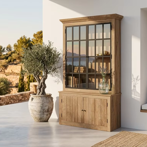 Mueble Consola de Almacenamiento Desy, Ecológico, Duradero, de Madera de Teca Sólida, Acabado Natural, Mueble Contemporáneo para Sala de Estar - Product Image 4