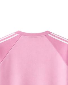 เสื้อยืดแขนราแกลนสีชมพูขาวผู้ชายลำลองฤดูร้อนคอกลมลายทางไหล่ระบายอากาศได้ดีผ้าฝ้ายผสมนุ่มสบายสวมใส่สบาย - Product Image 5