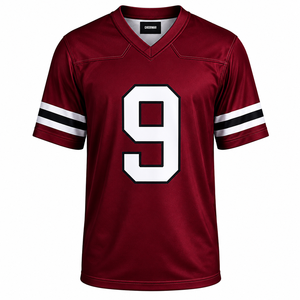 Wholesale <b>Men's</b> Black American Football Jersey V-Neck Short Sleeve Number 9 Heat-Transfer Printed Breathable Polyester Front - Product Image 4