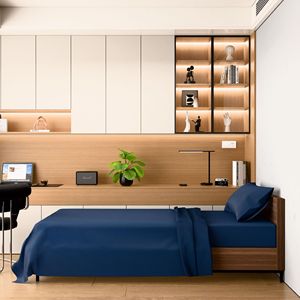 Set di Lenzuola per Letto Singolo 3 Pezzi Blu Navy in Microfibra Spazzolata Resistente alle Restringimenti e allo Sbiadimento Facile da Pulire e Manutenere - Product Image 2