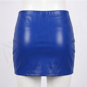 Jupe crayon mini en similicuir pour femme, couleur unie, style brillant et sexy, toutes saisons, taille normale - Product Image 2