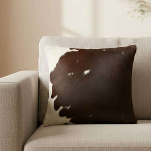 Rustic Western Style Cowhide Cushion Patchwork Cowhide Cushion Cover Decorative Genuine Leather Cowhide <b>Pillow</b> <b>Soft</b> Fur Cowhide - Product Image 1