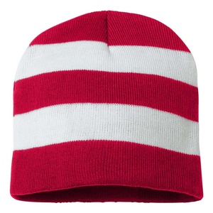 Gorro de Punto a Rayas para Adultos, Unisex, Cálido para Invierno, Color Granate y Blanco, Estilo Casual, Circunferencia de Cabeza - Product Image 4