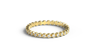 18K Gold Bezel Set Diamond <b>Wedding</b> Band Round Cut Full Eternity Ring <b>Bubble</b> Scalloped Stackable Matching Band Fine Jewelry - Product Image 1
