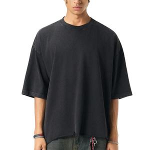 Promotion T-shirts en coton 100% à manches courtes, col rond, tailles S à 5XL, design personnalisé, logo OEM, t-shirts blancs unis en coton vieilli pour hommes - Product Image 1