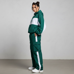 Customized 100% nylon women's tracksuit Oversized Drop Shoulder 2 color Custom Screen Printed Logo Streetwear ladies 2 piece <b>set</b> - Product Image 4