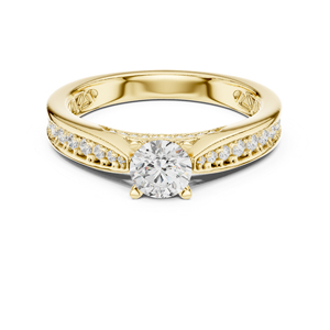 แหวนแต่งงานเพชรทรงกลมที่เพาะเลี้ยงในห้องปฏิบัติการ ทองคำ 14K สีโรสโกลด์สำหรับผู้หญิง |   เพชรเพาะเลี้ยงใหม่ - Product Image 3