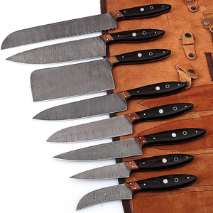 Ensemble de couteaux de chef en acier Damas avec étui en cuir, couteaux de cuisine de qualité professionnelle pour la maison, la cuisine et les restaurants - Product Image 1