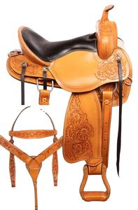 Ensemble de selle Western de qualité supérieure 10-18 taille cuir marron avec couleur noire véritable accessoire d'équitation - Product Image 2