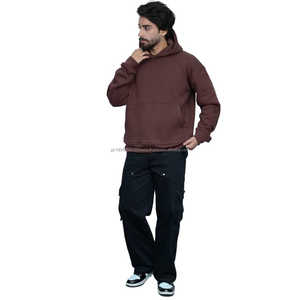 Sudadera con Capucha de Algodón Americano Marrón para Hombre, Sin Impuestos de Importación, Felpa Suave, Personalizable, Estilo Urbano, Cálida e Informal - Product Image 1