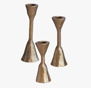 Hammered <b>Brass</b> Candle Holder Set Modern Taper <b>Candlestick</b> Display Dining Decor Artisan Grandeur - Product Image 1