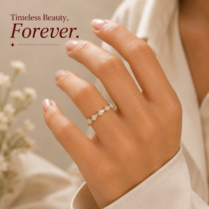 Bague en or 18 carats avec diamant poire cultivé en laboratoire East West |   Bague d'éternité continue |   Bijoux fins pour femmes |   Cadeau d'anniversaire de mariage - Product Image 3