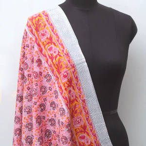 Hand made Floral Cotton Beach <b>Sarong</b> Hand Block Print Lightweight Summer <b>Wrap</b> Pareo for Women. - Product Image 1