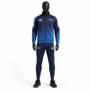 Ensemble de survêtement deux pièces slim fit pour homme avec logo personnalisé, tenue de jogging, vêtements de sport athlétiques, uniforme de gym, ensemble d'entraînement - Product Image 1