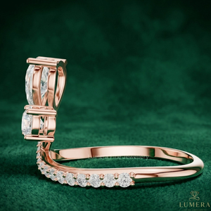 Luxury Rose Gold Plated Lab Grown Pear Cut Diamond IGI Certified Open <b>Adjustable</b> <b>Ring</b> for Women Wedding Bridal Jewelry Gift - Product Image 2