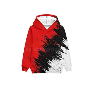 <b>Boys</b> Red <b>Black</b> White Brushstroke Hooded Sweatshirt Tracksuit Set Casual Full Sleeve Drawstring Pants Autumn Sporty Style - Product Image 2