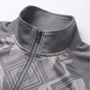 <b>Men's</b> Grey Geometric Print <b>Tracksuit</b> Full Zip Sporty Jogger Set Breathable Polyester Autumn Wear Regular Fit Side Pockets - Product Image 4