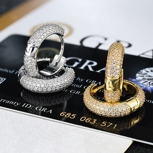 <b>Mens</b> Moissanite Hoop <b>Earrings</b> 925 Silver Iced Out Diamond <b>Huggie</b> <b>Earrings</b> Round Luxury Stud Hoops Gift for <b>Men</b> Women Daily - Product Image 5