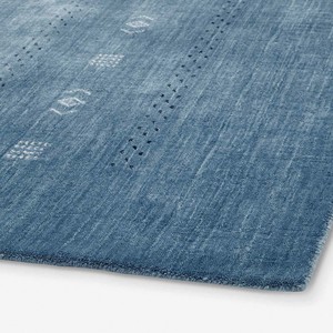 Tapis tribal bleu clair, tissé à la main, géométrique, en laine marocaine, style minimaliste pour salon, chambre à coucher, décoration intérieure - Product Image 3