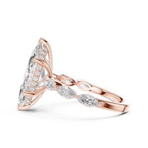 แหวนทองคำแท้ 18K 14K 10K ประดับเพชรทรงมาร์คีส์ เพชรเลี้ยงในห้องปฏิบัติการ ดีไซน์แหวนสั่งทำพิเศษ แหวนแต่งงาน แหวนหมั้นสำหรับผู้หญิง - Product Image 4