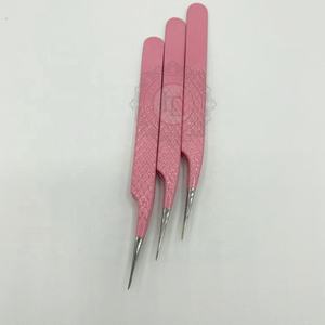 Pince à épiler d'extension de cils motif diamant durable revêtement en poudre rose étiquette personnalisée prix de gros pince à épiler d'isolation - Product Image 5