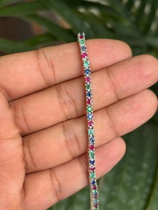 Natural Emerald <b>Ruby</b> Sapphire Tennis <b>Bracelet</b> 925 Sterling Silver Luxury Women's Jewelry Gift Party OEM ODM Wholesale Supplier - Product Image 3
