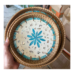 Luxury Rattan Serving <b>Tray</b> With Mother Of Pearl Inlay Eco Friendly Handmade Home Décor And <b>Storage</b> Solution - Product Image 6