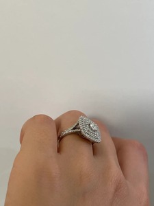 Lab Grown Diamond Engagement <b>Ring</b>: 0.30 Carat Round Cut 0.70 carat triple halo side stones 93 stones 1.2 mm - Product Image 5