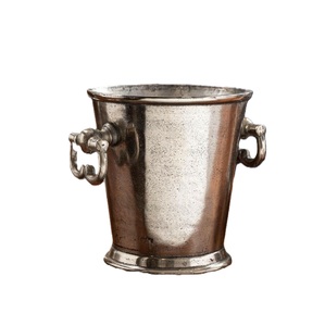 Refroidisseur à vin en aluminium tendance, finition argentée, seau à champagne en métal avec poignée pour bar, refroidisseur à bière de table - Product Image 5