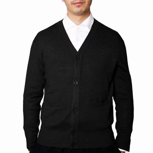 Suéter Cárdigan de Hombre con Cuello en V y Manga Larga, Suéter Tejido de Color Sólido al por Mayor para Otoño e Invierno, Logotipo Personalizado OEM/ODM - Product Image 1