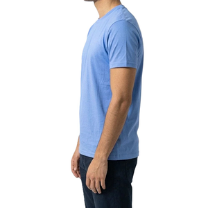 Camiseta de Manga Corta para Hombre, Color Azul Claro, Lisa, con Logotipo XC, Cuello Redondo, Corte Regular, 100% Algodón, Transpirable, de Secado Rápido, Tejido de Punto - Product Image 6
