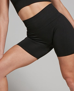 Shorts de yoga tricotés sans couture taille haute pour femme, couleur unie, respirants, taille élastique, coupe sportive, en Spandex et Polyester – Collection 2026, Vente Flash - Product Image 2