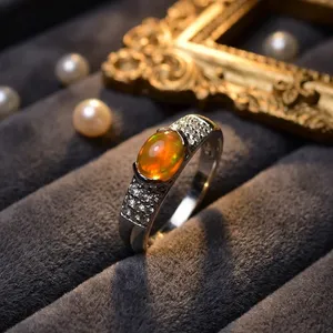 Natural Ethiopian Opal With Moissanite 925 Sterling Silver <b>Ring</b> Handmade Design <b>Ring</b> 5x7MM Opal <b>Ring</b> Best for Gift Women <b>Ring</b> - Product Image 4