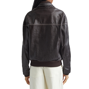 Chaqueta con Capucha de Cuero Genuino para Mujer, Estilo Biker, Cierre de Cremallera, Corte Ajustado, Color Negro, Logotipo Personalizado, Precio de Fábrica, Venta al Por Mayor, OEM - Product Image 6