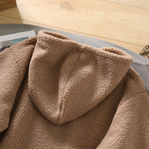 <b>Men's</b> Oversized Sherpa Hoodie Fleece <b>Pullover</b> Solid Color Casual Winter Wear Anti-Pilling Knitted Sherpa Hoodies Sweatshirts - Product Image 4