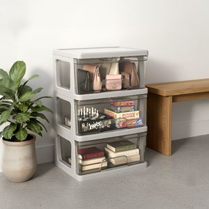 Carrello portaoggetti in plastica argentata smontabile con cassetti, soluzione pratica per l'organizzazione - Product Image 5