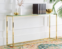 Table console en métal plaqué or, fabrication artisanale, design moderne, durable, pour entrée, couloir, bureau, hôtel, fabriquée en Inde
