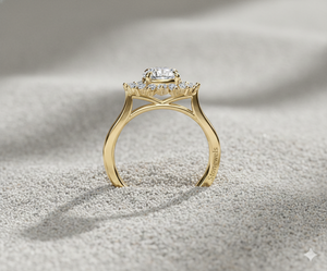 Bague de fiançailles Stonewels Baguette Diamond Halo Ballerina, style vintage, sertie de griffes, certifiée unisexe - Product Image 2