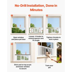 ประตูหน้าต่างสำหรับแมวแบบปรับได้ โครงอะลูมิเนียม กระจกใสพิเศษ พร้อมระบบล็อค 4 รูปแบบ รองรับหน้าต่างขนาดกว้าง 35"-40" - Product Image 5