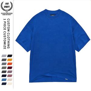 T-shirt en coton pour hommes de grande taille 100% Impression de logo personnalisé T-shirt en coton vierge à col montant et à col montant T-shirt surdimensionné - Product Image 3