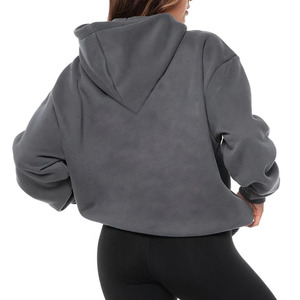Custom Unisex Oversized Full-<b>Zip</b> Hoodie 100% Cotton Heavyweight Fleece Pockets Quick Dry Anti-Pilling Breathable OEM Service - Product Image 4