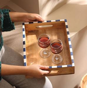 Bandeja Decorativa Rectangular de Madera de Mango Clásica, Ecológica y Hecha a Mano, con Incrustaciones de Hueso, Vajilla con Logotipo y Tamaño Personalizados - Product Image 4