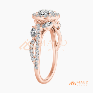 Round Cut Moissanite Engagement Ring <b>Rose</b> Gold Plated Halo <b>Infinity</b> Twist Pave Band Wedding Ring Diamond Look Jewelry - Product Image 5