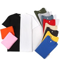 T-shirt décontracté pour homme, col rond, manches courtes, logo frontal, personnalisé OEM, 180g, polyester/coton CVC, grande taille, respirant, anti-rétrécissement