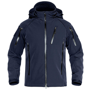 Veste softshell à capuche pour homme, coupe-vent, style vêtements de travail, fermeture éclair, couleur unie, vêtements d'extérieur pour l'hiver, écologique - Product Image 1