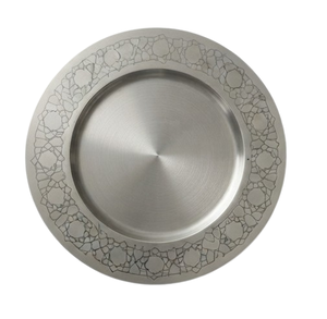 Assiette de Présentation Mariage, Organisateur, Bordure Gravée Argentée, Service de Table, Vaisselle de Traiteur, Plateau de Service Alimentaire - Product Image 4